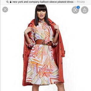 NY & company Balloon Sleeve pleated dress (NWT)